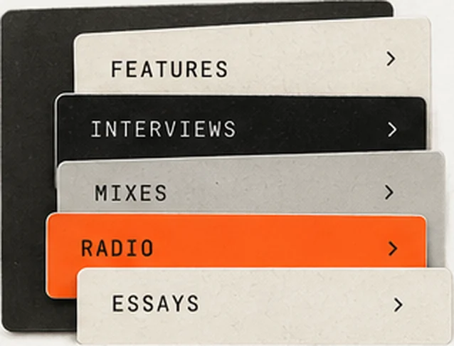 A stack of menu cards, one highlighted in orange: Radio.